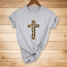 Load image into Gallery viewer, Leopard Cross print short-sleeved T-shirt