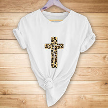 Load image into Gallery viewer, Leopard Cross print short-sleeved T-shirt