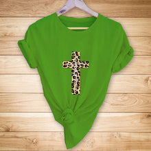 Load image into Gallery viewer, Leopard Cross print short-sleeved T-shirt