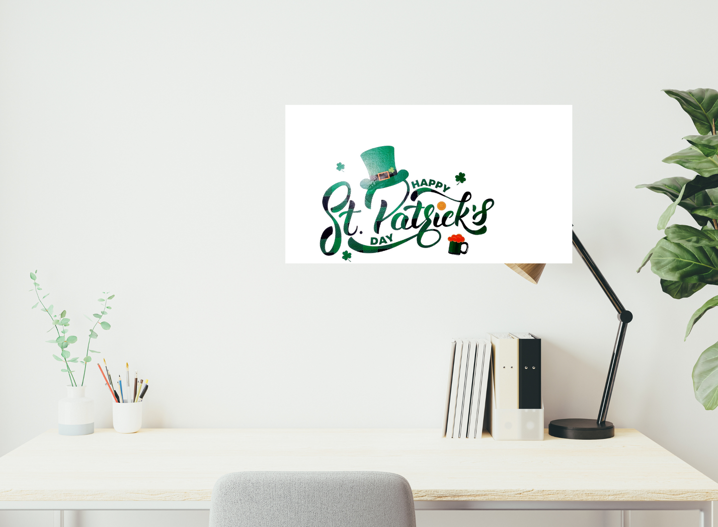 Happy St. Patrick's Day Canvas Board - 15x11" Wall Art with Beer Mug Design