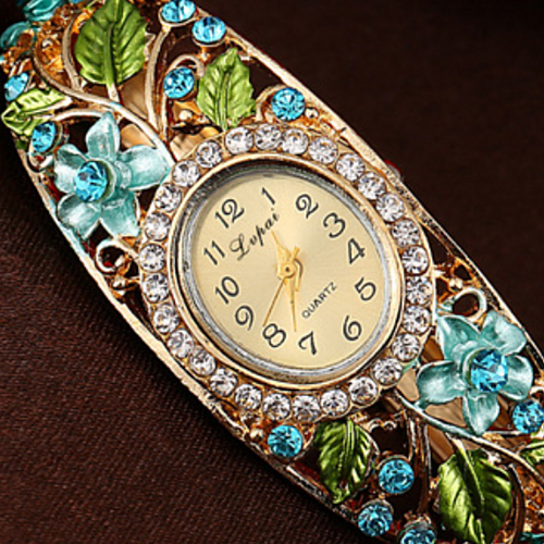 Crystal and Quartz Bangle Watch