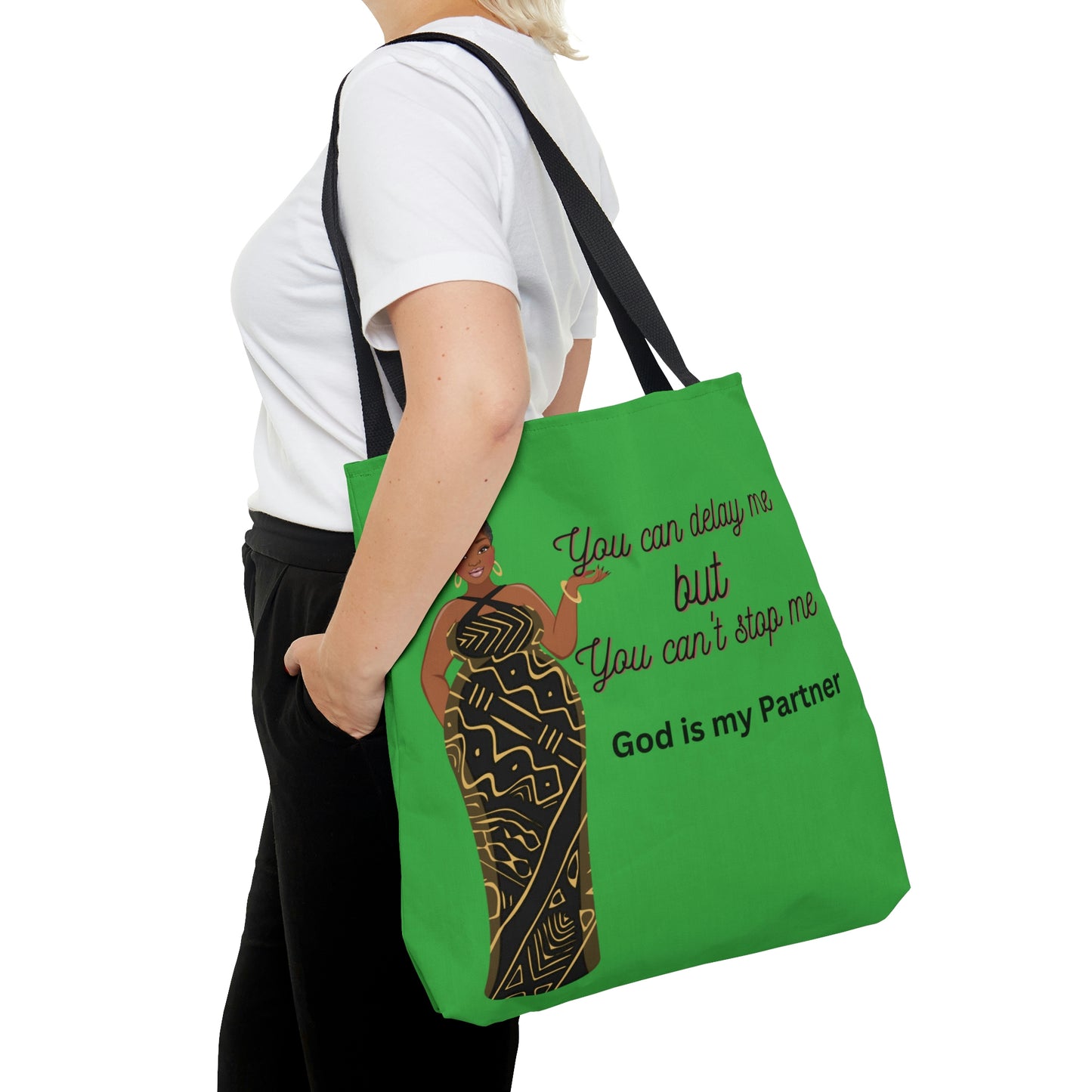 "God is My Partner" Quote Tote Bag (AOP)