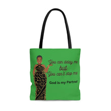 Load image into Gallery viewer, "God is My Partner" Quote Tote Bag (AOP)