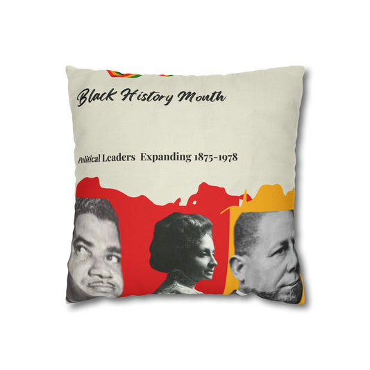 Black History Month Political Leaders Spun Polyester Square Pillow Case