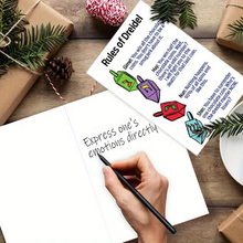 Load image into Gallery viewer, Hanukah Greeting Card &amp; Envelope -Rules of Dreidel

