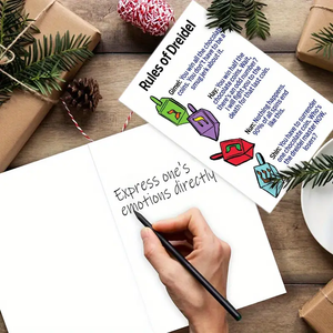 Hanukah Greeting Card & Envelope -Rules of Dreidel