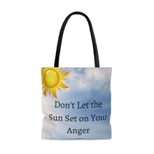 Load image into Gallery viewer, Don&#39;t Let Sun Set on your Anger AOP Tote Bag
