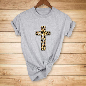 Leopard Cross print short-sleeved T-shirt