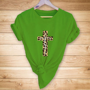 Leopard Cross print short-sleeved T-shirt