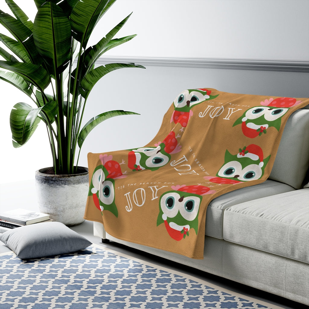 Holiday Owl Velveteen Blanket