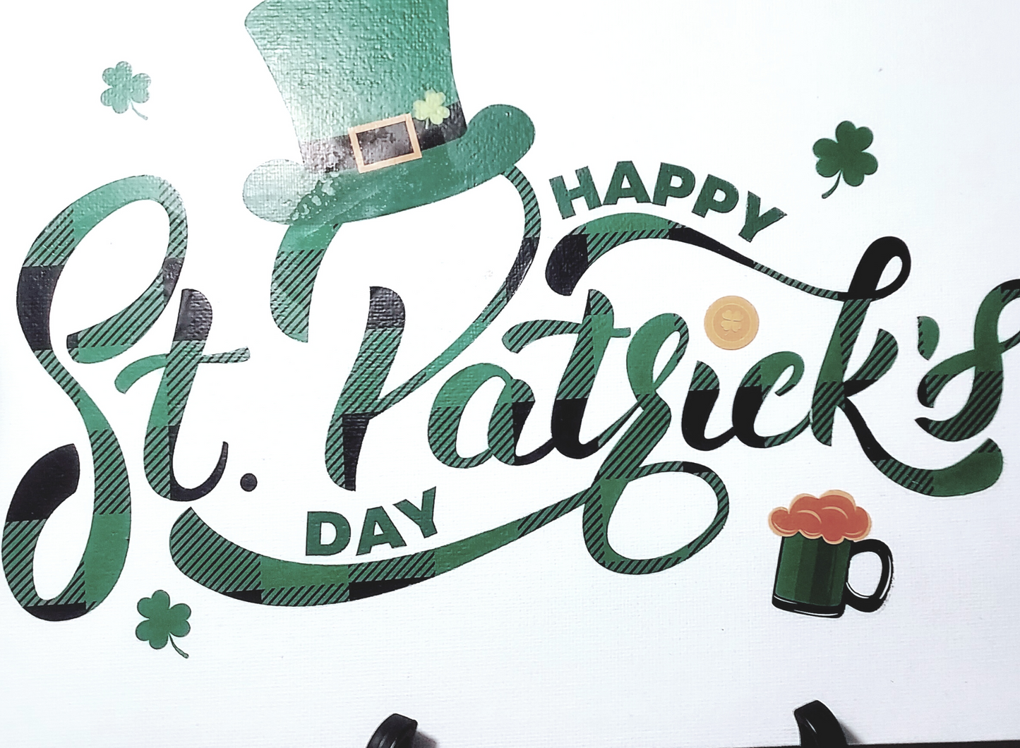 Happy St. Patrick's Day Canvas Board - 15x11" Wall Art with Beer Mug Design