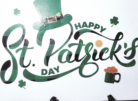 Happy St. Patrick's Day Canvas Board - 15x11" Wall Art with Beer Mug Design