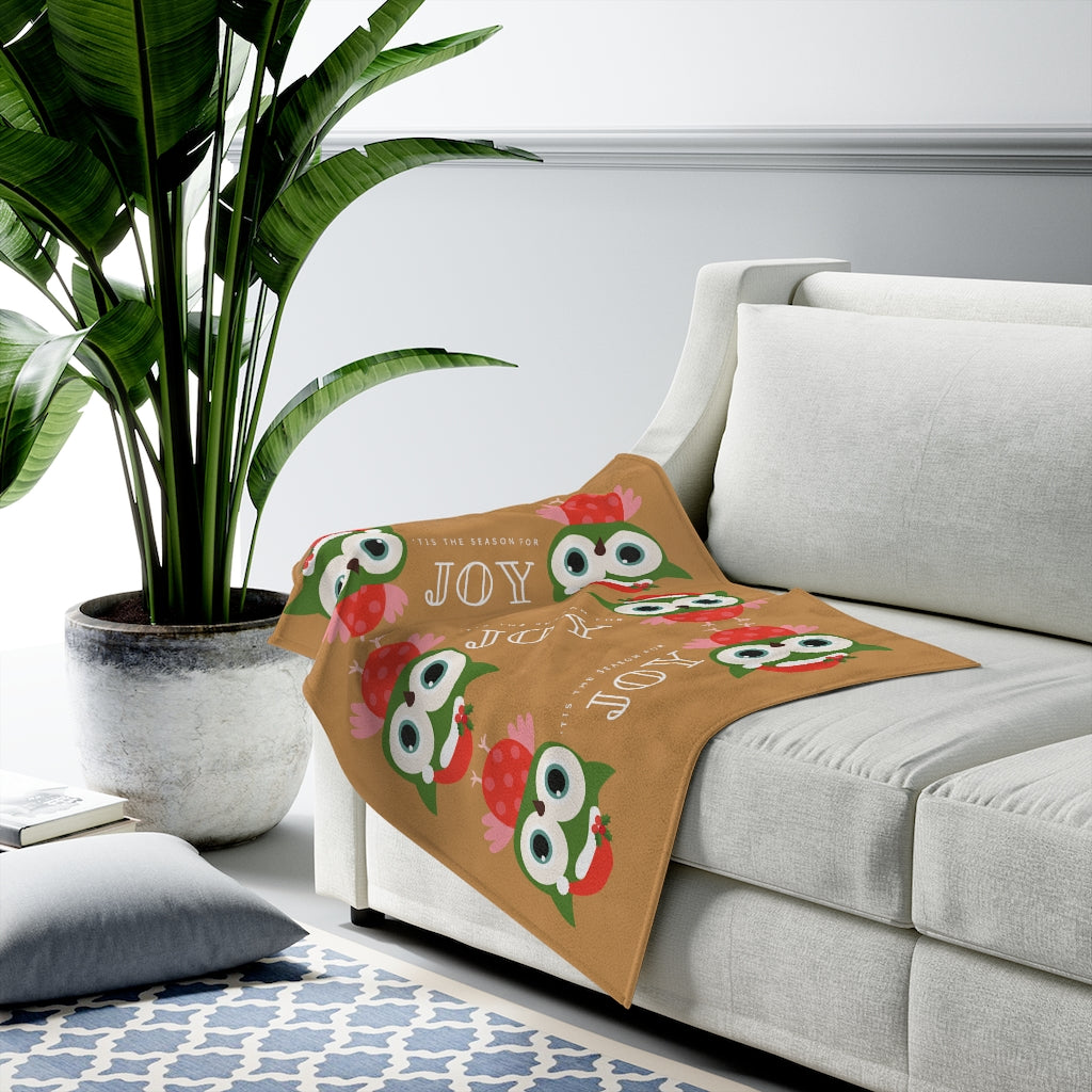 Holiday Owl Velveteen Blanket