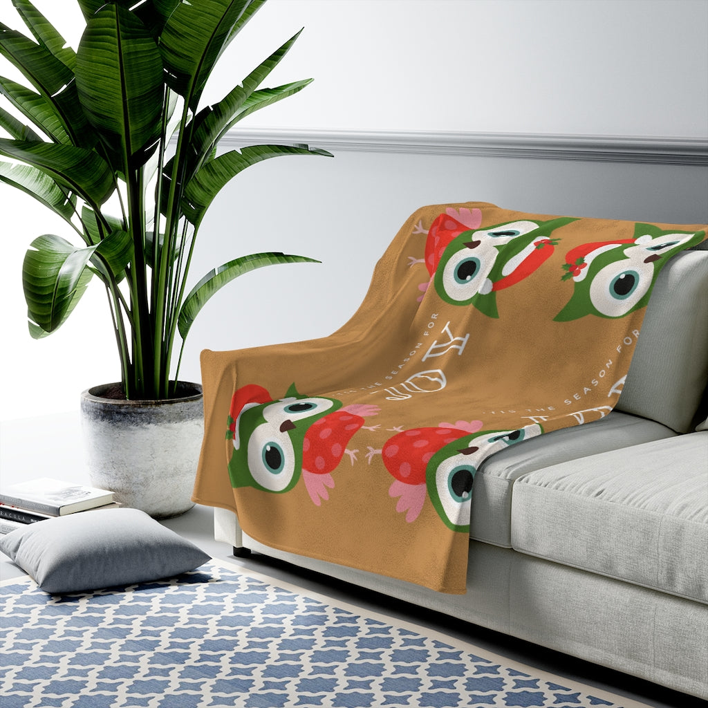 Holiday Owl Velveteen Blanket