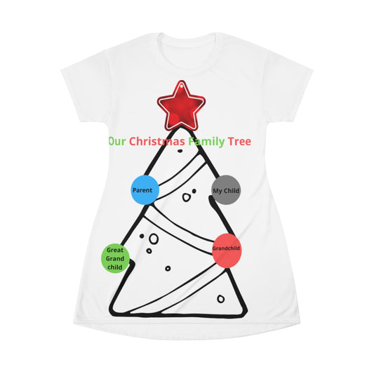 Family Tree All Over Print T-Shirt Dress