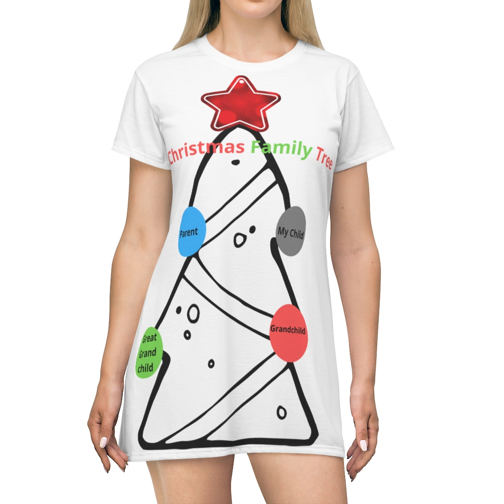 Family Tree All Over Print T-Shirt Dress