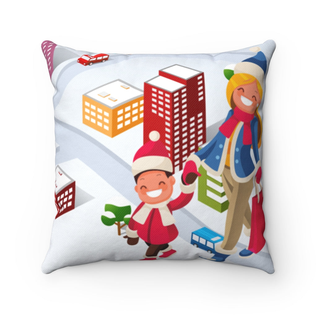 Joy of Christmas Spun Polyester Square Pillow Case