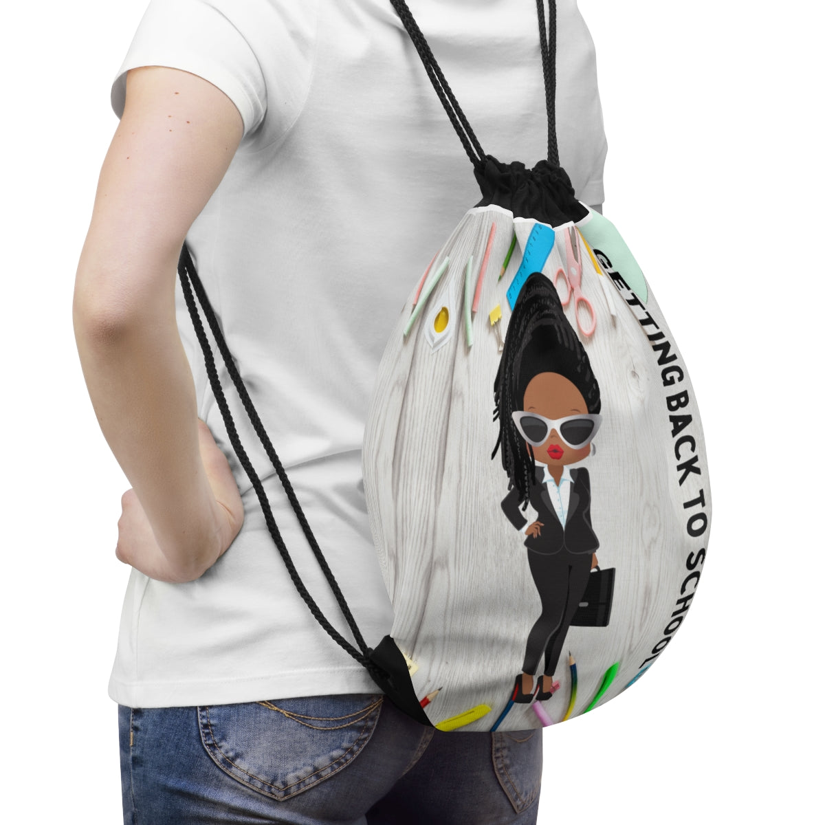Getting Back to School Drawstring Bag