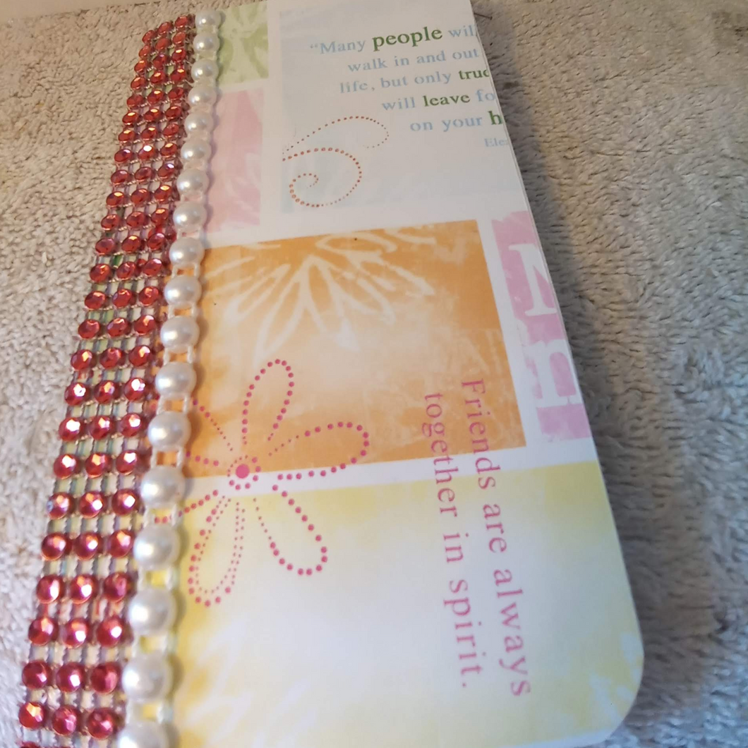 Altered Wirebound Pink flowered spiral memo book