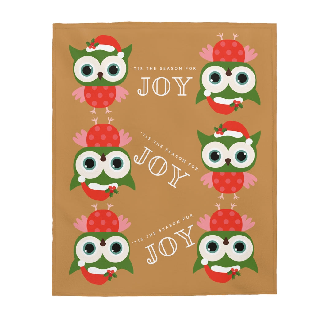 Holiday Owl Velveteen Blanket