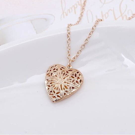8K Gold Plated Heart Locket Pendant Necklace Heart Locket