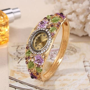 Crystal and Quartz Bangle Watch