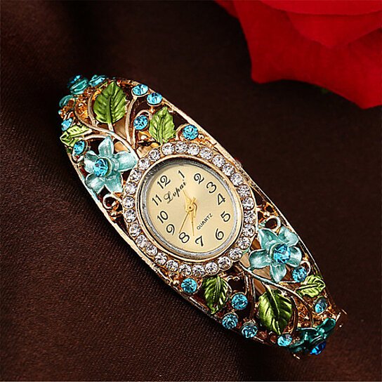 Crystal and Quartz Bangle Watch