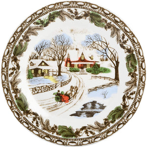 GIBSON HOME CHRISTMAS TOILE 16 PIECE  DINNERWARE SET