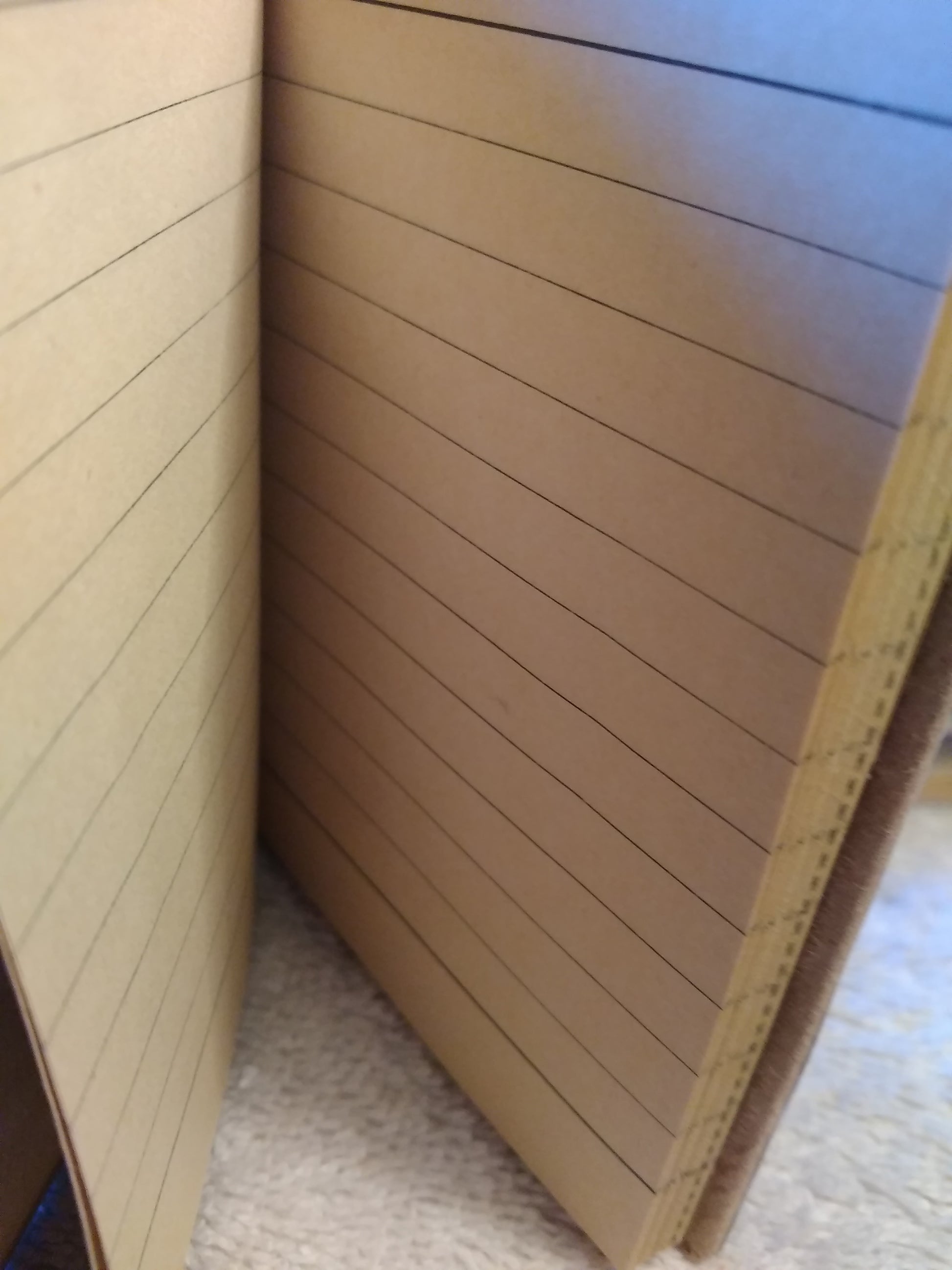 Kraft lined paper pages. 