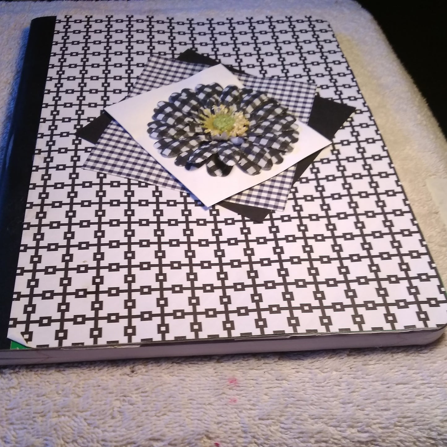 Composition Notebook  Altered Black and White/Black flower