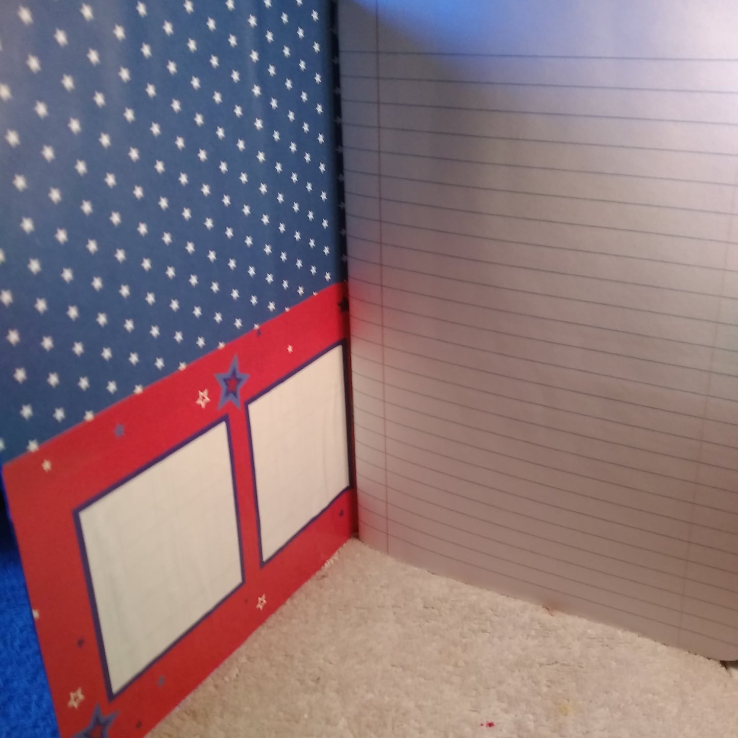Composition Book  Altered  Blue and White Stars