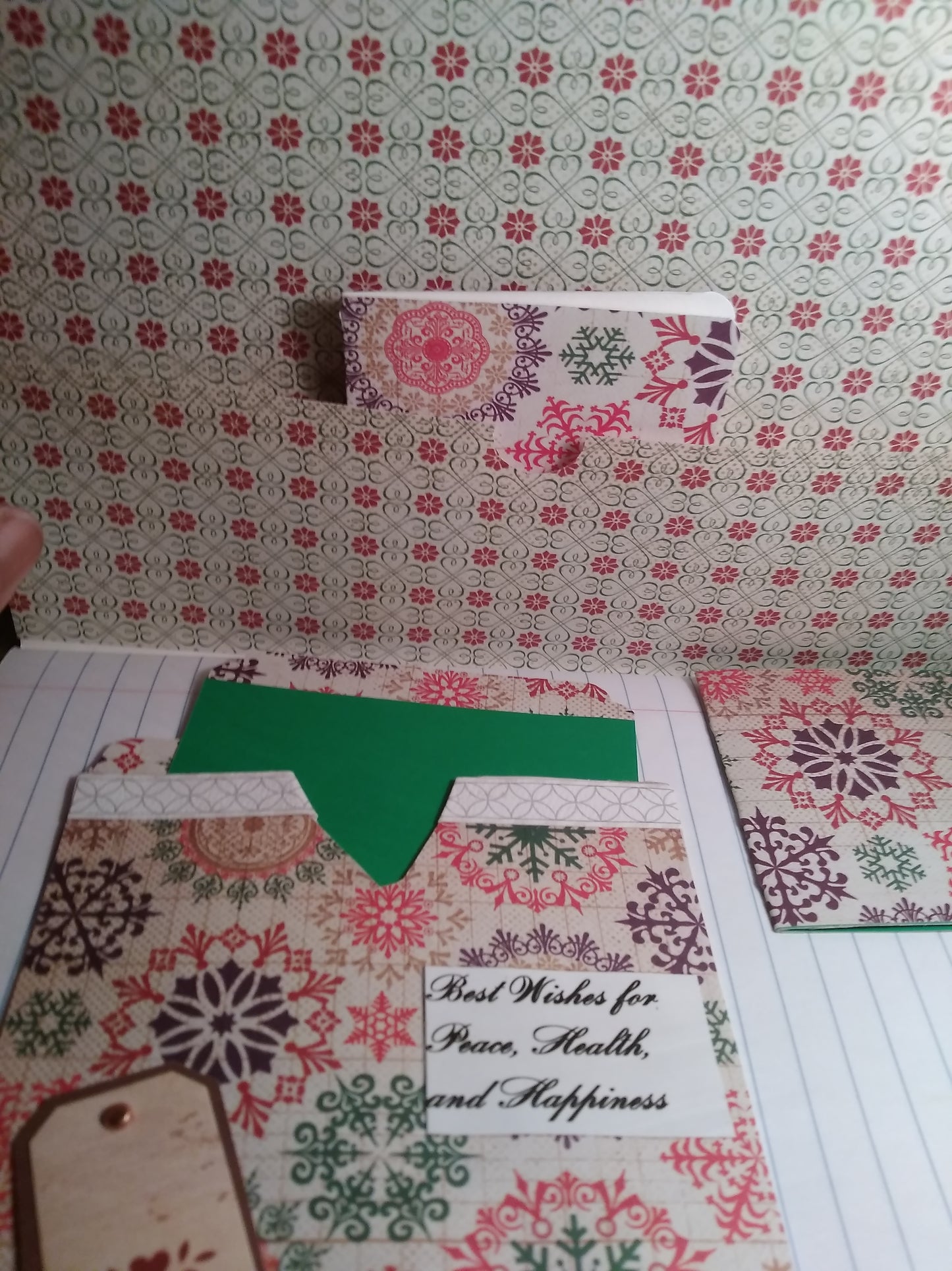 Composition Notebook  Altered Green with red daisy