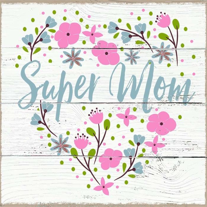 Super Mom Wood Box Sign