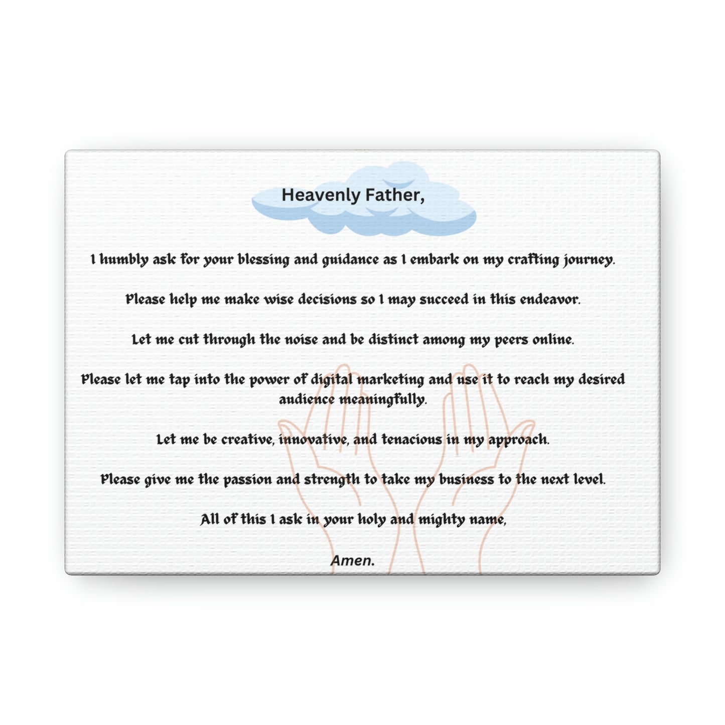 Jabez's Crafter Prayer Artful Canva Wrapped Prints