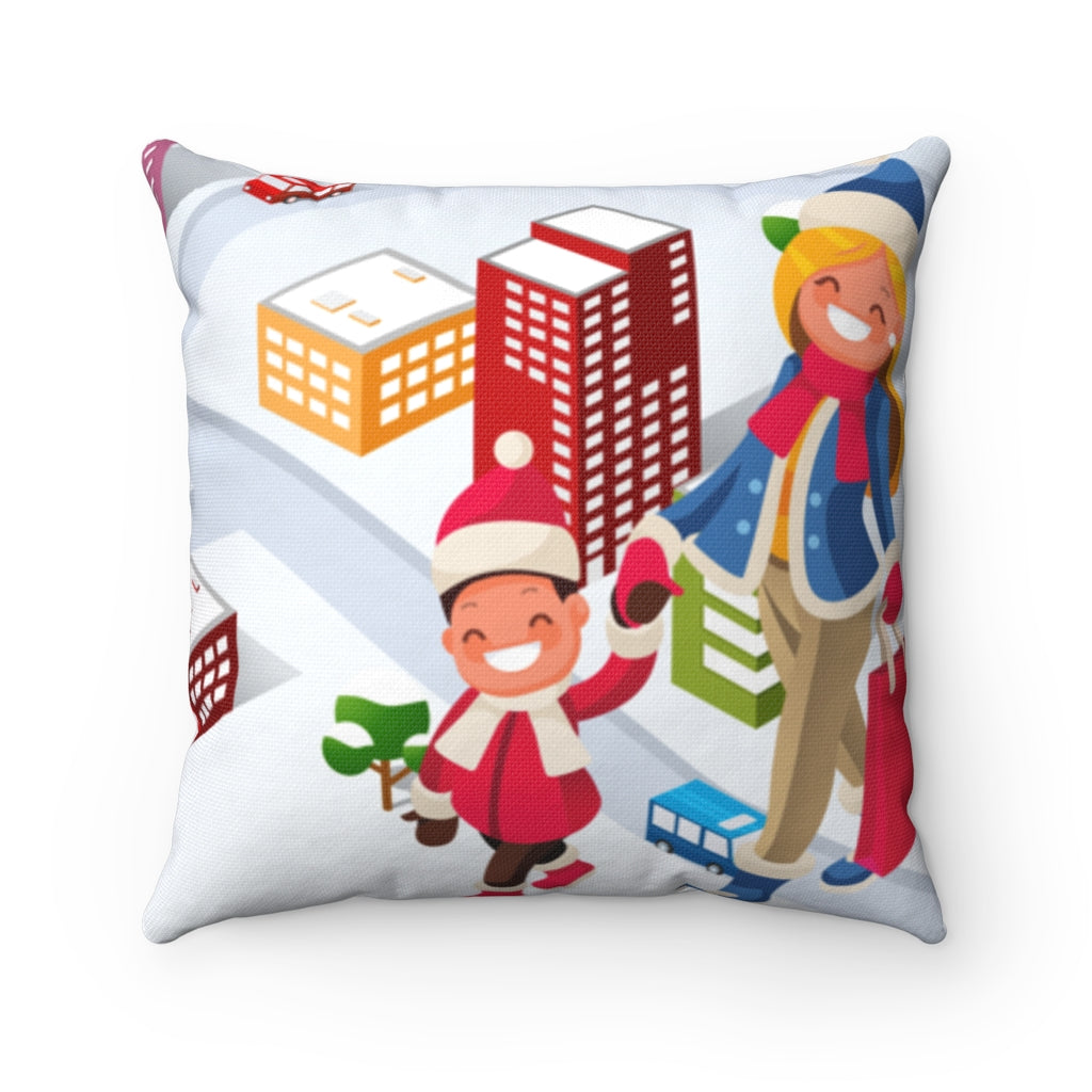 Joy of Christmas Spun Polyester Square Pillow Case