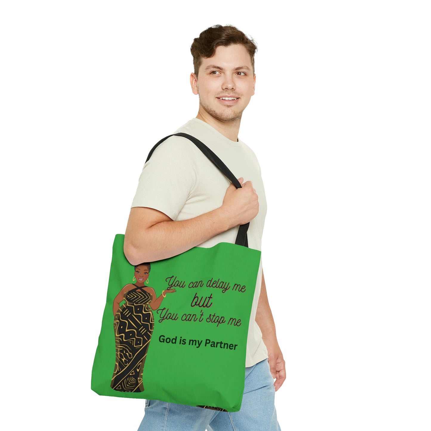 "God is My Partner"  Quote Tote Bag (AOP)