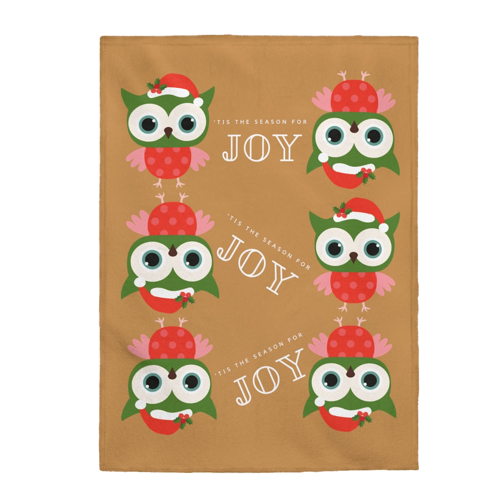 Holiday Owl Velveteen Blanket