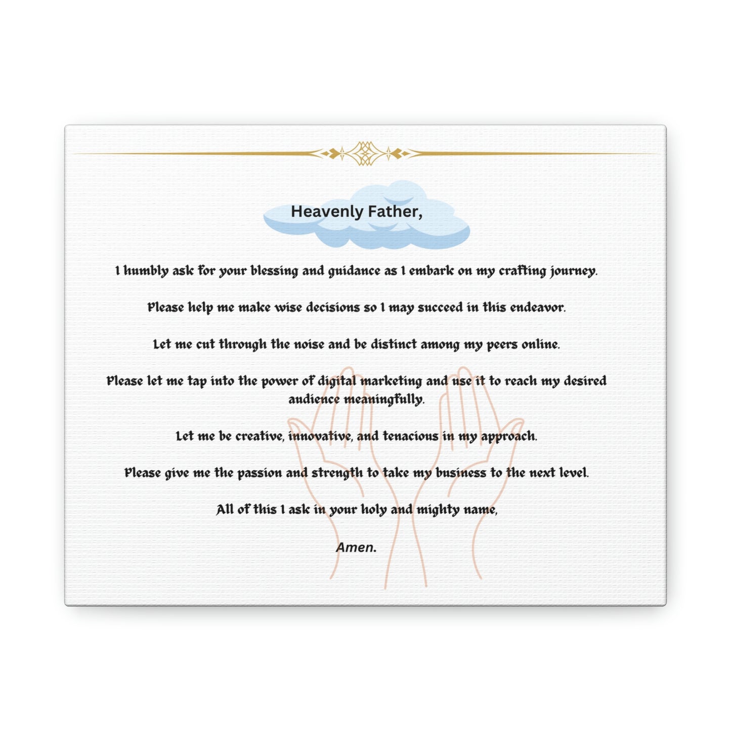 Jabez's Crafter Prayer Artful Canva Wrapped Prints