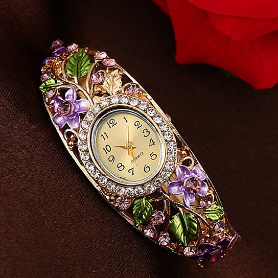 Crystal and Quartz Bangle Watch