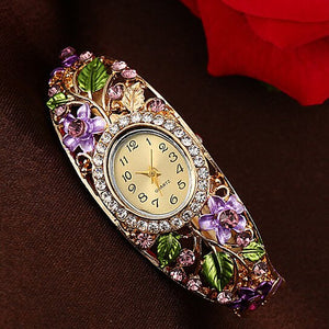 Crystal and Quartz Bangle Watch